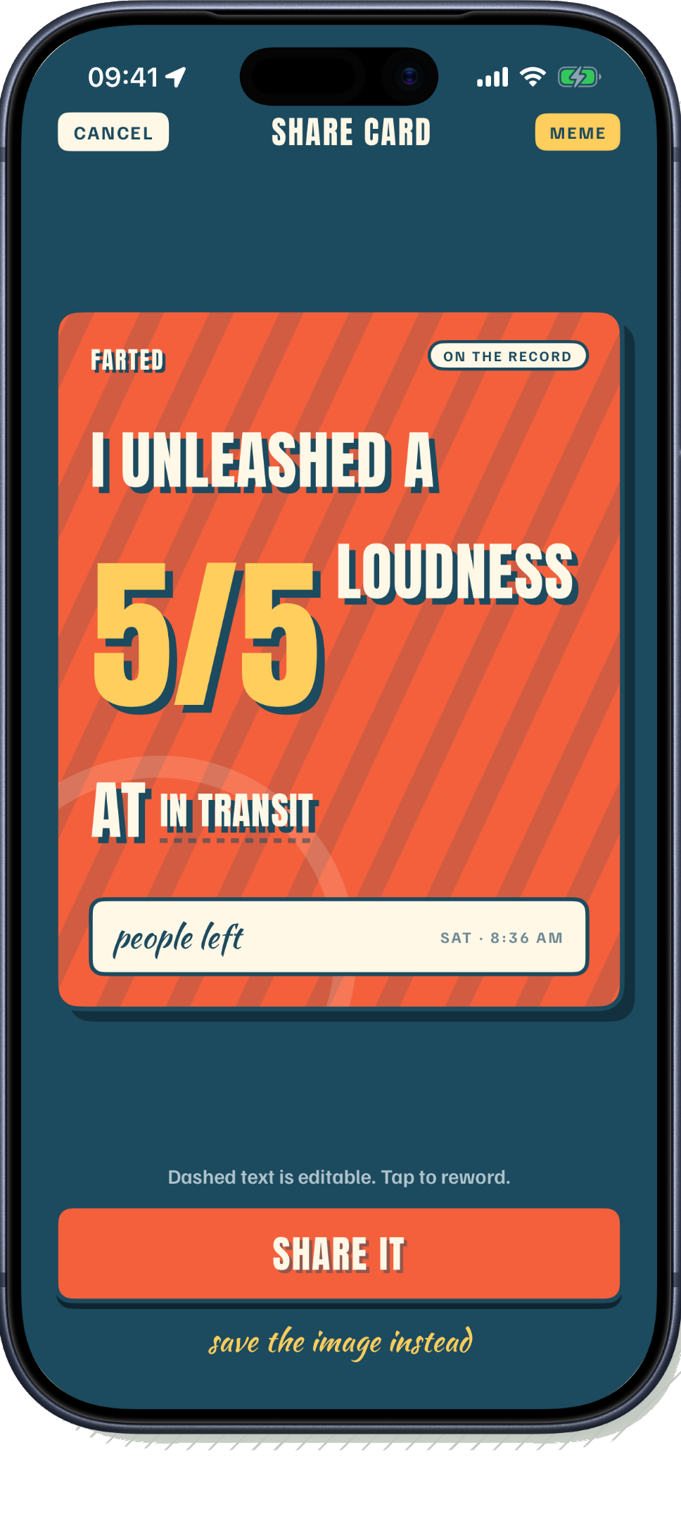 Share card screen