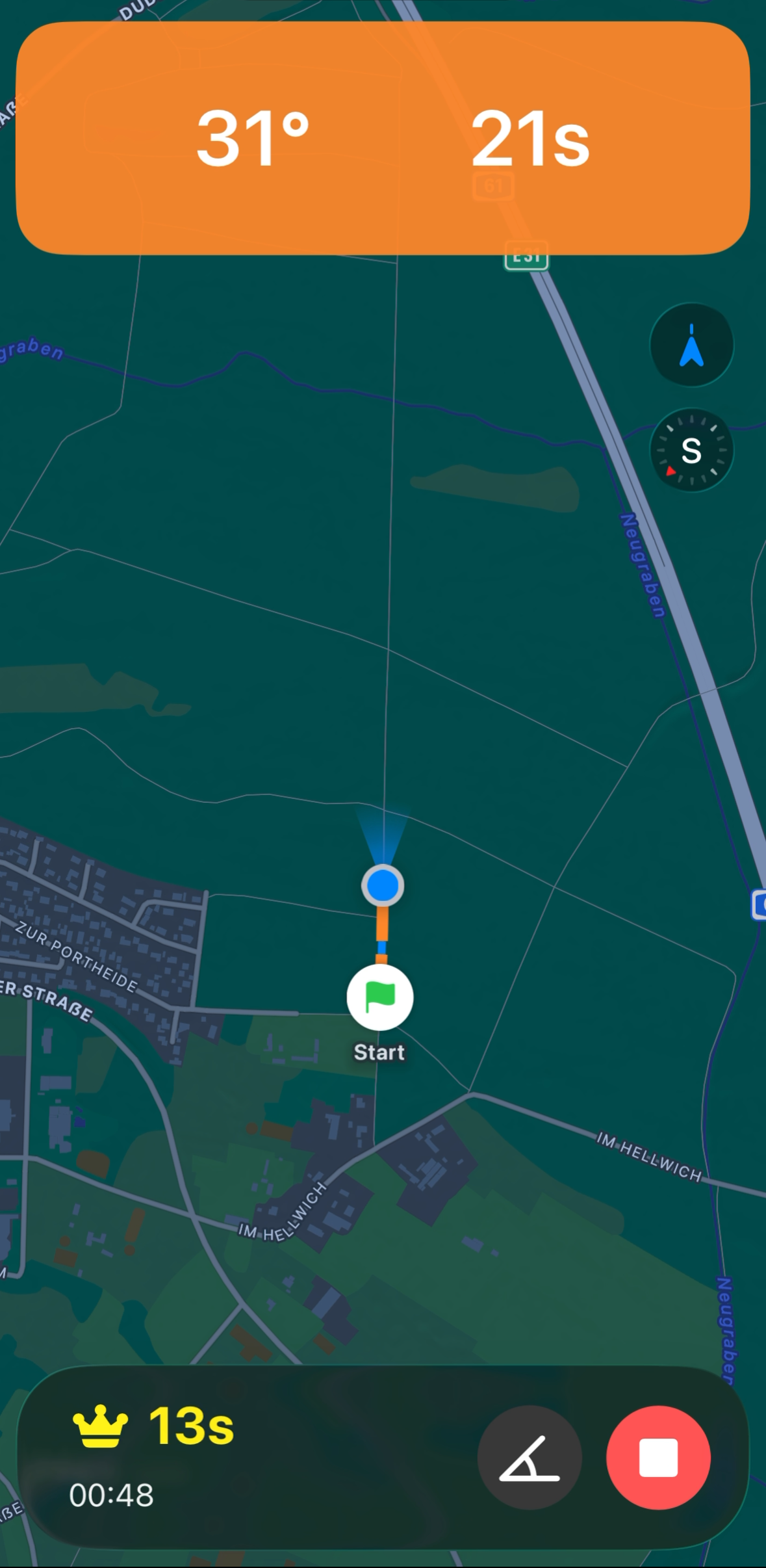 My Wheelie Tracker showing a live route on the map