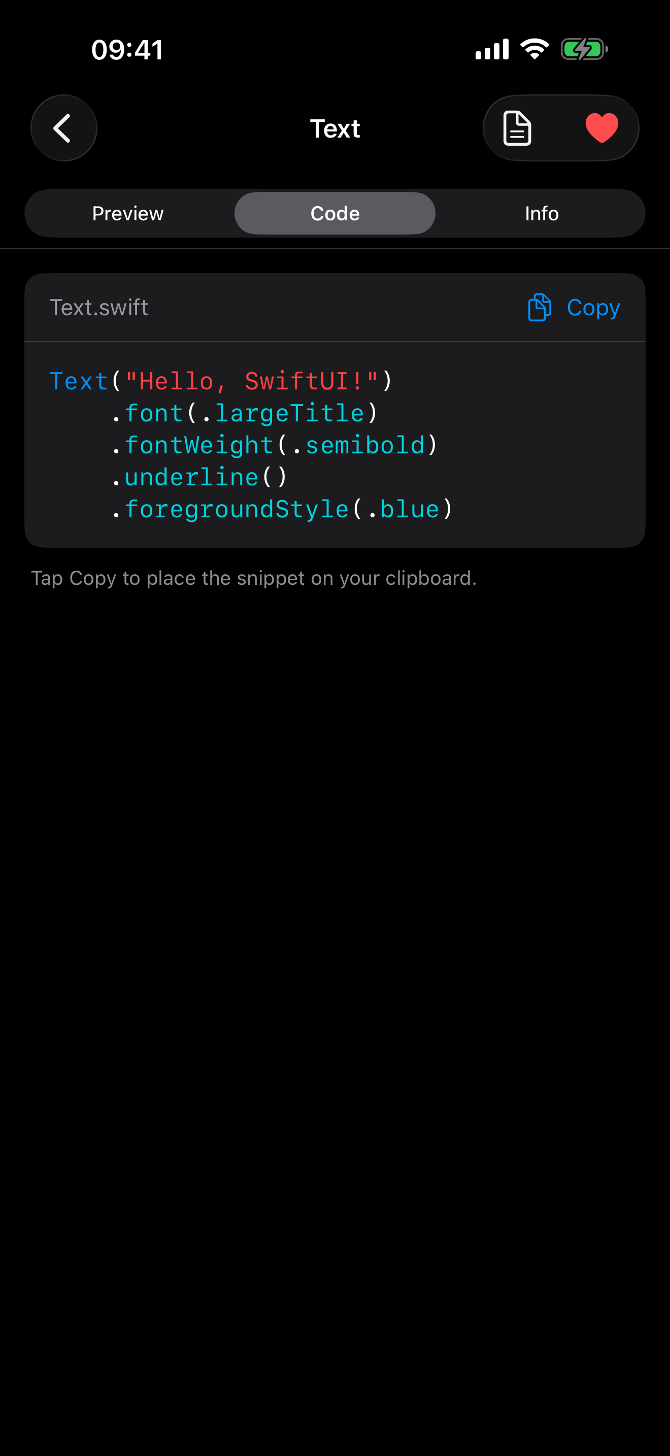 Code snippet generated from current playground settings
